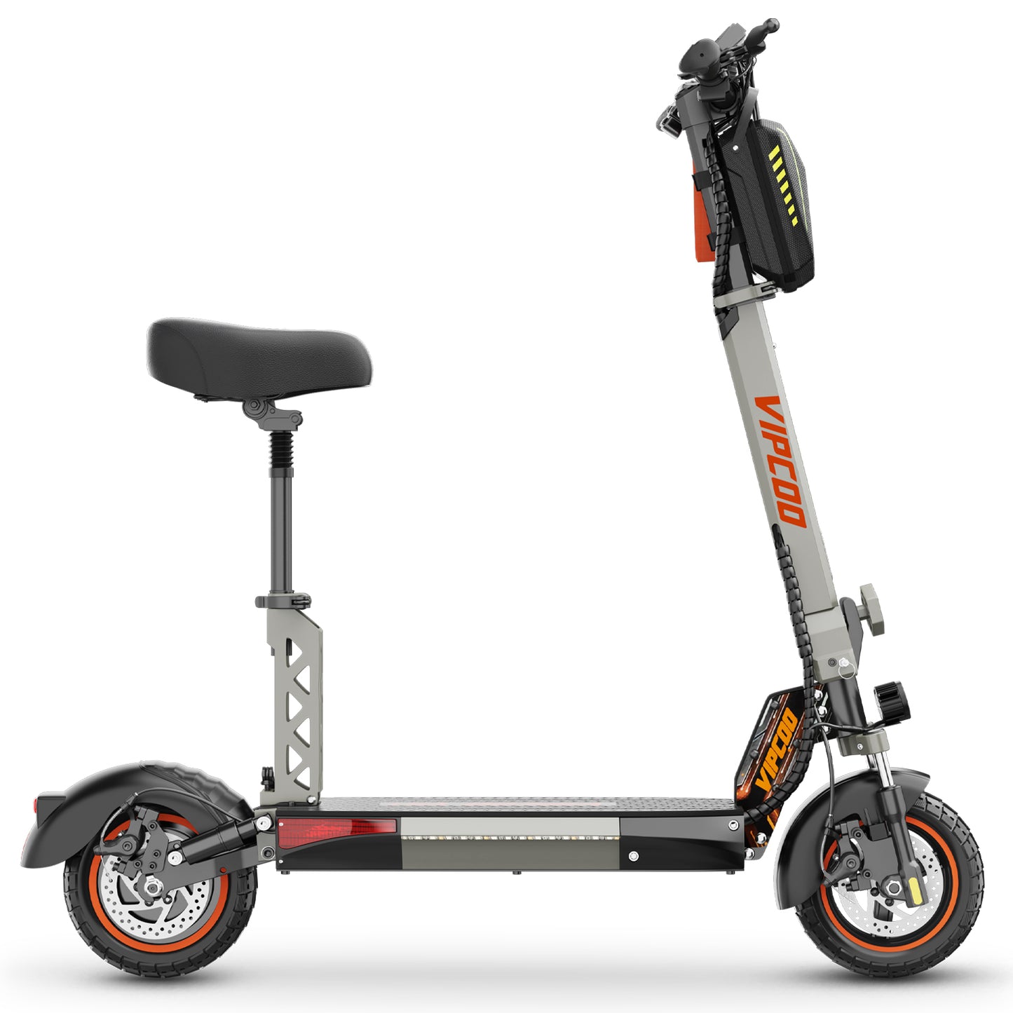 Funride Adult Electric Scooter with Seat, 700W Motor, Dual Suspension & Brakes, 28 MPH, 19 Miles, Foldable Commuter Scooter with Bag, Wide Deck