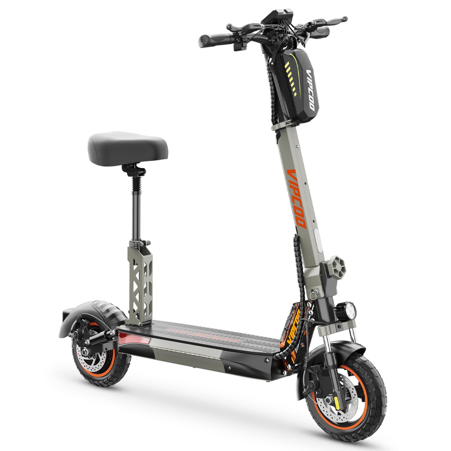 Funride Adult Electric Scooter with Seat, 700W Motor, Dual Suspension & Brakes, 28 MPH, 19 Miles, Foldable Commuter Scooter with Bag, Wide Deck