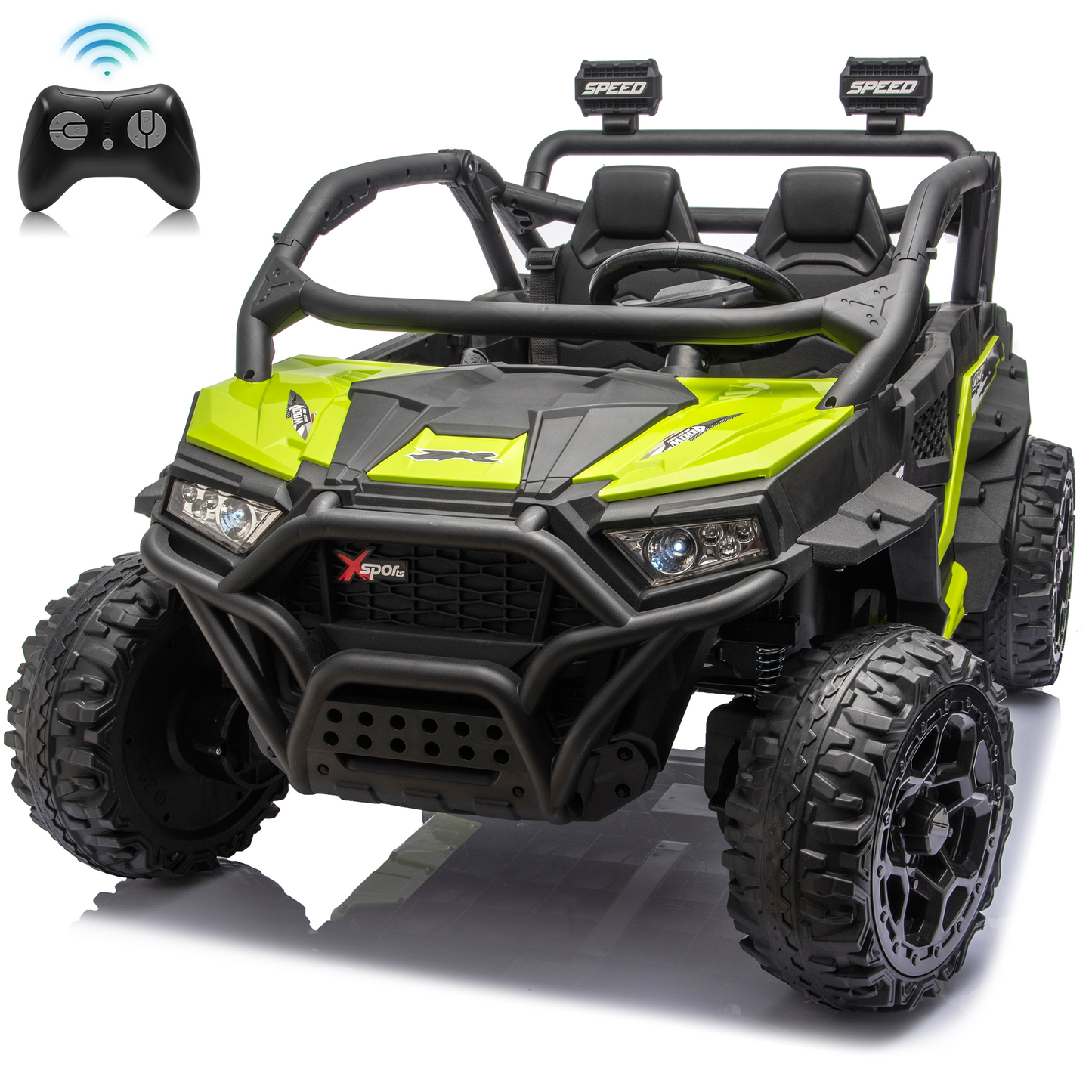 Zukpow 24V Ride Ons for Kids, 2 Seater Electric Car with Remote Control, 4x200W Motors, Power Car Wheels Ride on Toys UTV with Bluetooth Music, USB, Slow Start, LED Lights, Rear Storage Box
