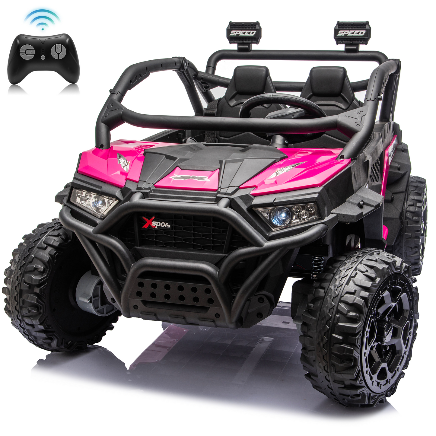 Zukpow 24V Ride Ons for Kids, 2 Seater Electric Car with Remote Control, 4x200W Motors, Power Car Wheels Ride on Toys UTV with Bluetooth Music, USB, Slow Start, LED Lights, Rear Storage Box