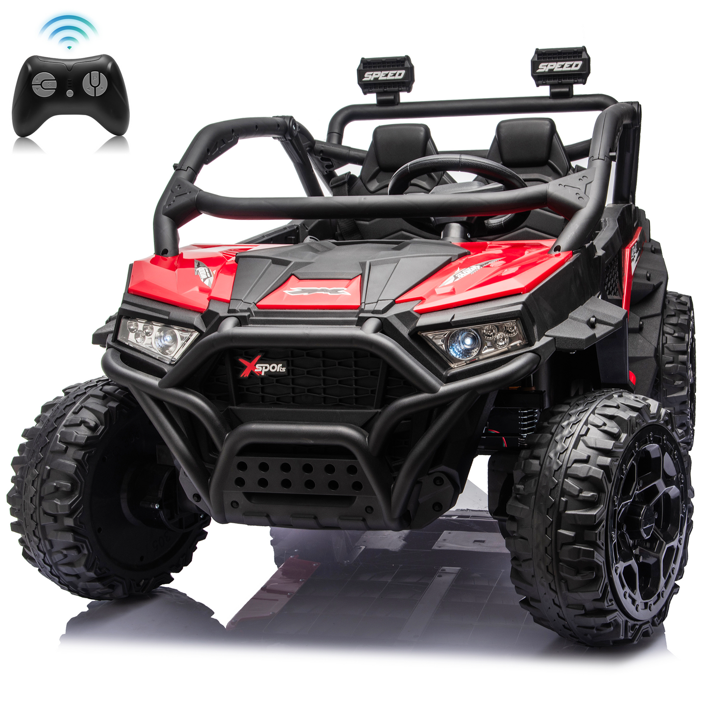 Zukpow 24V Ride Ons for Kids, 2 Seater Electric Car with Remote Control, 4x200W Motors, Power Car Wheels Ride on Toys UTV with Bluetooth Music, USB, Slow Start, LED Lights, Rear Storage Box