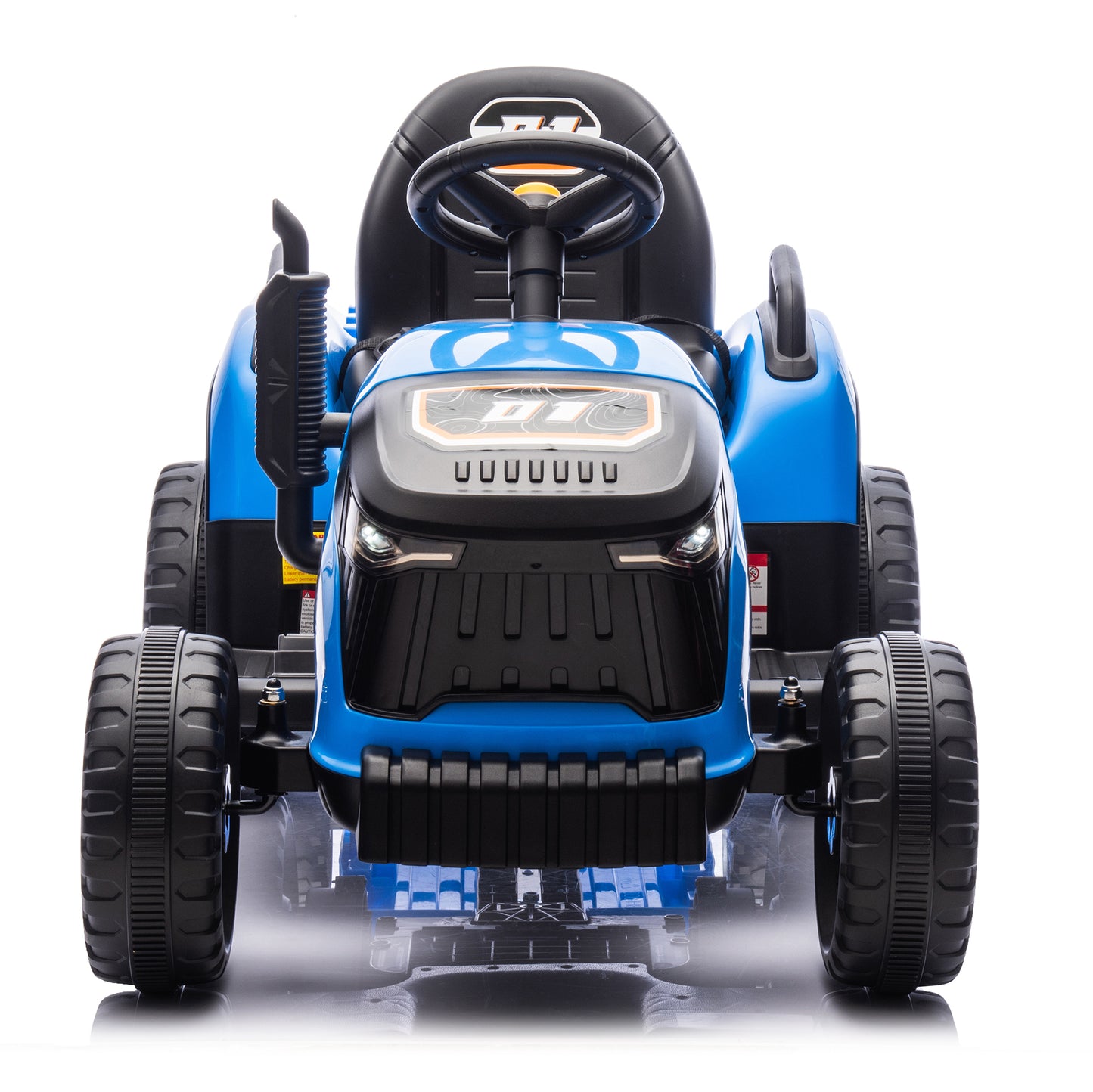 Zukpow 24V Kids Ride on Tractor with Remote Control, Dual Motors Electric Battery Powered Motorized Vehicle w/ Trailer, Bluetooth Music, Outdoor Toys, Blue