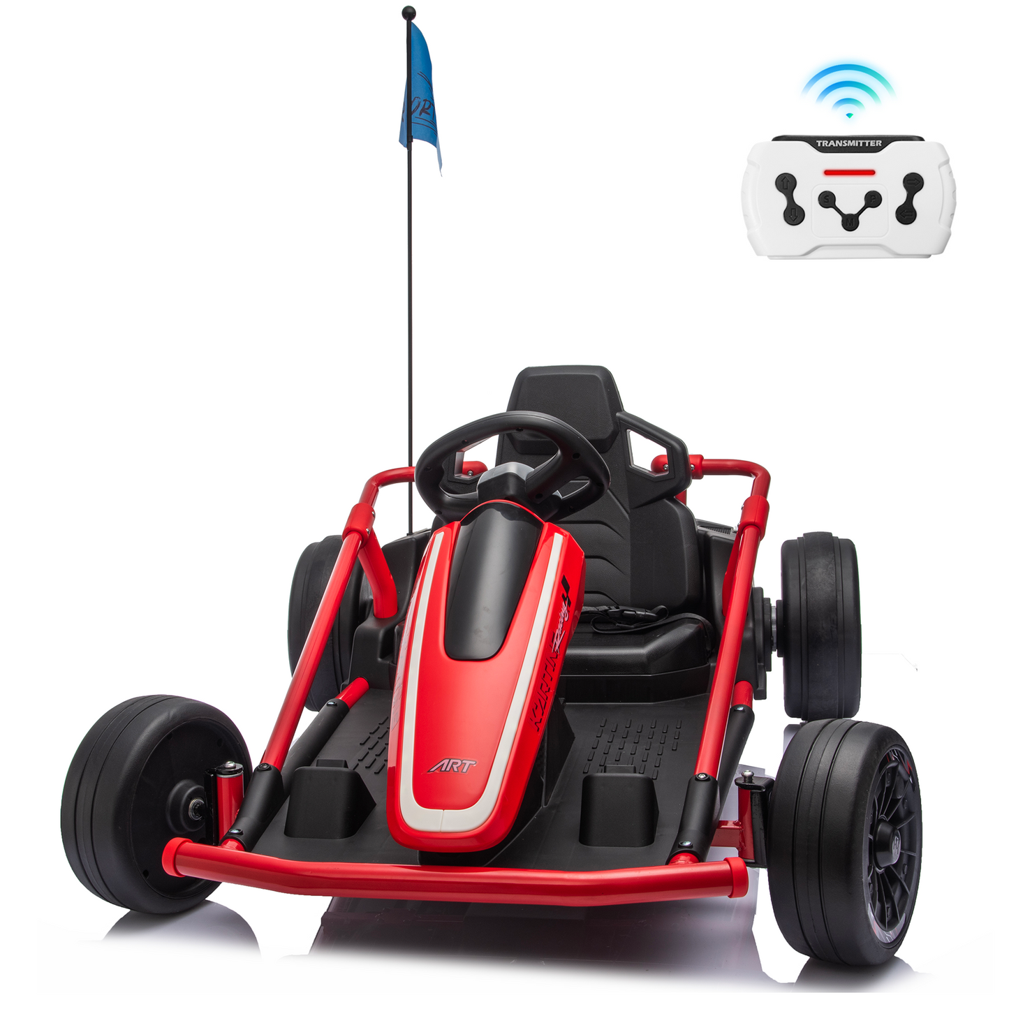 Funride 24V Go Kart for Kids with Remote Control, 14Ah Battery Long Runtime Electric Go Kart for Ages 6–12, Adjustable Speed Up to 10 MPH, Metal Frame, Music & Bluetooth