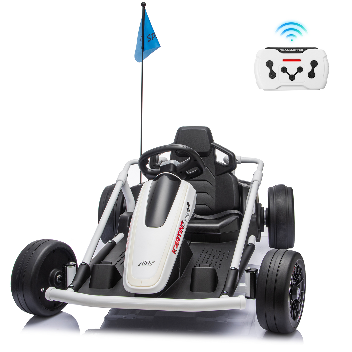 Funride 24V Go Kart for Kids with Remote Control, 14Ah Battery Long Runtime Electric Go Kart for Ages 6–12, Adjustable Speed Up to 10 MPH, Metal Frame, Music & Bluetooth