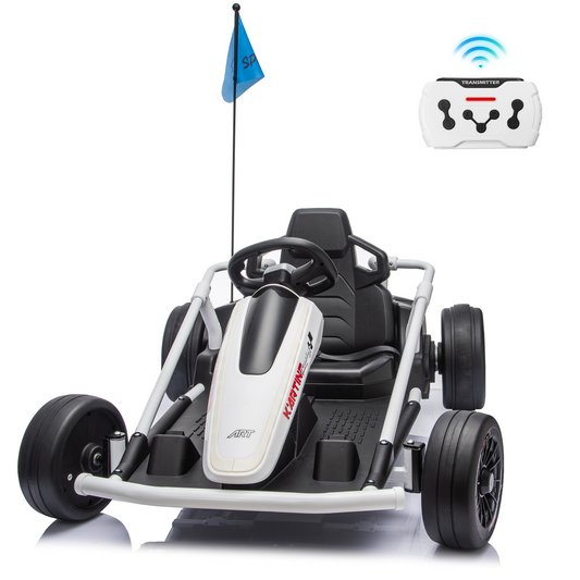 Funride 24V Go Kart for Kids with Remote Control, 14Ah Battery Long Runtime Electric Go Kart for Ages 6–12, Adjustable Speed Up to 10 MPH, Metal Frame, Music & Bluetooth