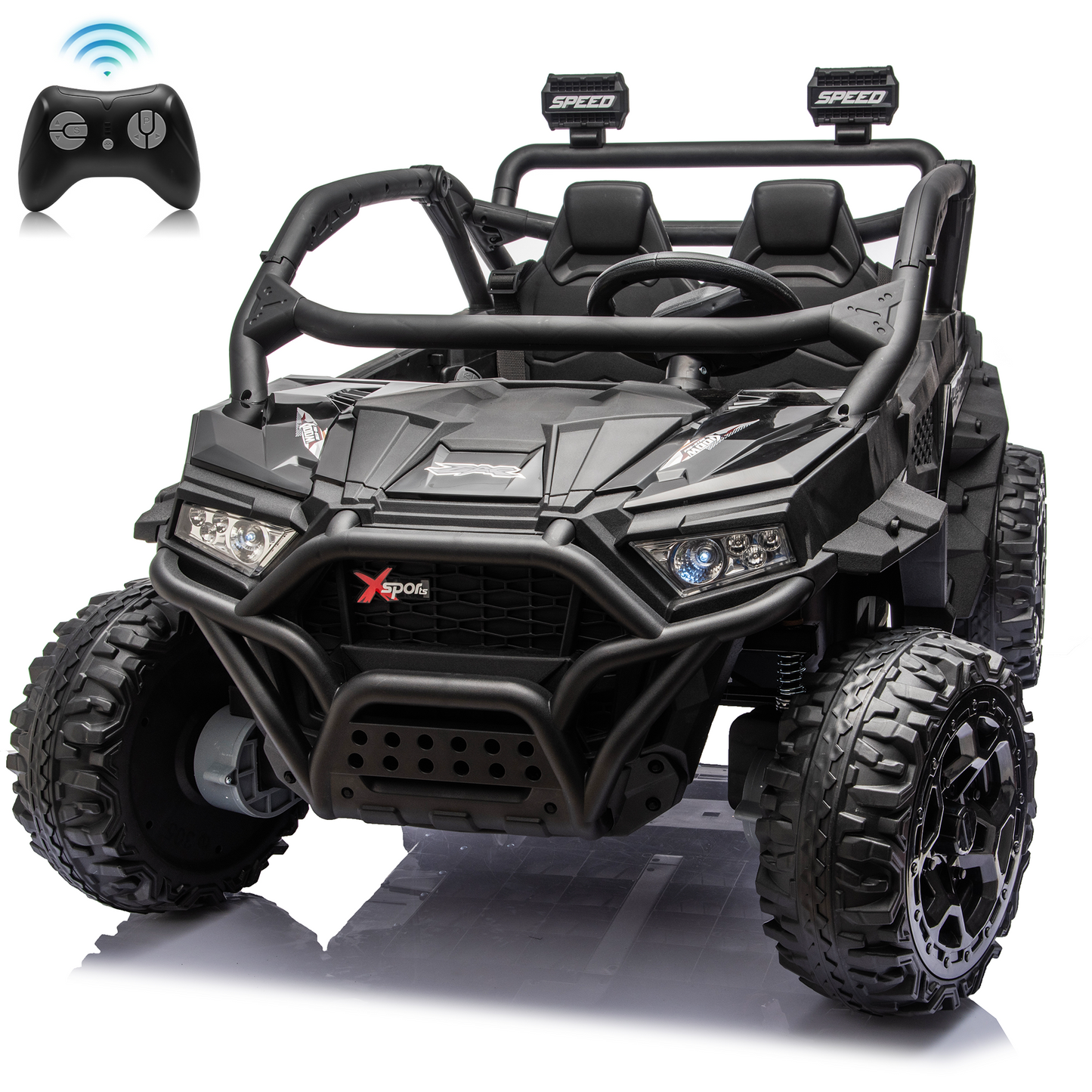 Zukpow 24V Ride Ons for Kids, 2 Seater Electric Car with Remote Control, 4x200W Motors, Power Car Wheels Ride on Toys UTV with Bluetooth Music, USB, Slow Start, LED Lights, Rear Storage Box