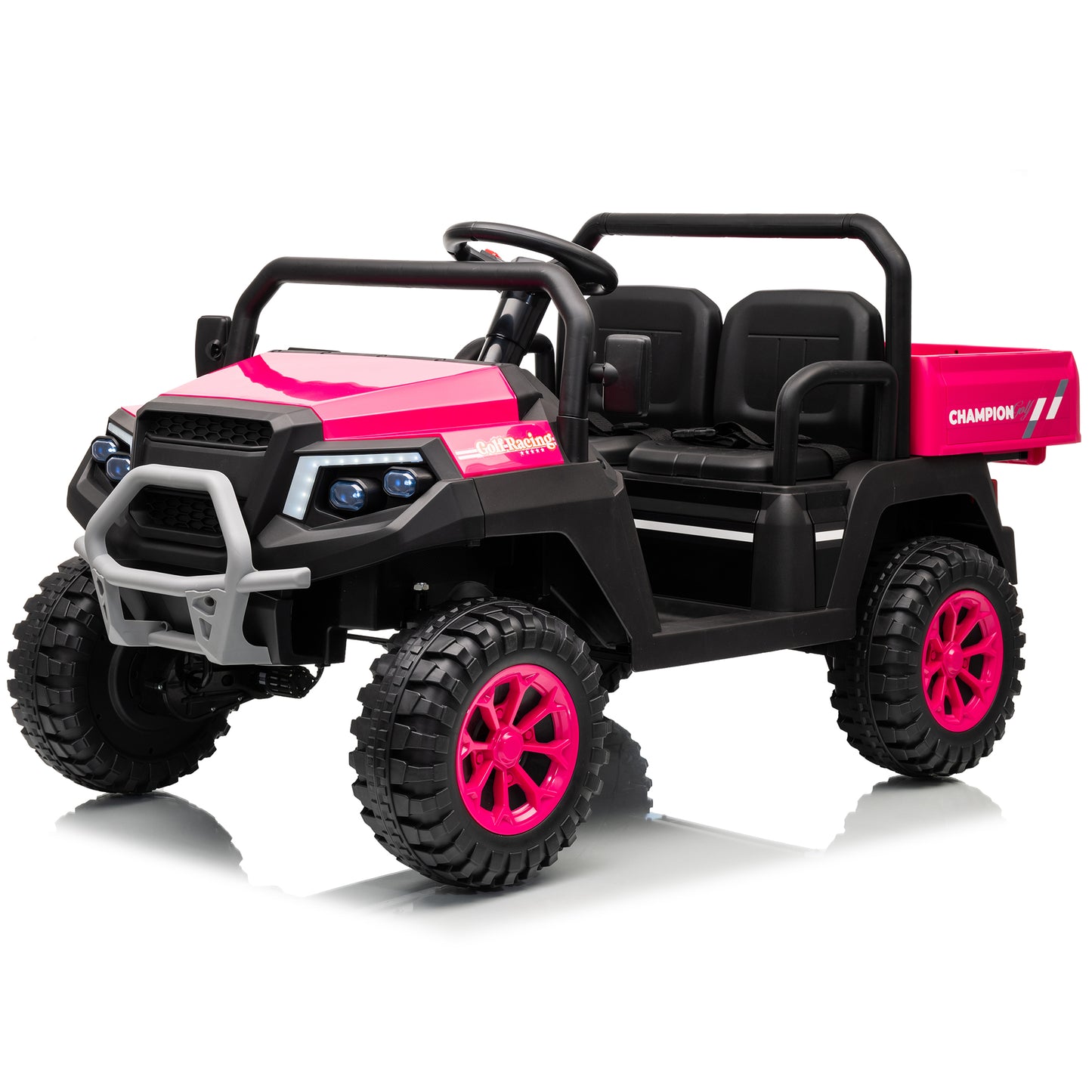 Funride 4WD 24 Volts Ride on Toys Truck with Parental Remote, 800W Motor 7AH Battery Powered Electric Vehicle for Kids, Outdoor Toys Gift, Black,Pink,Green,Red-650D