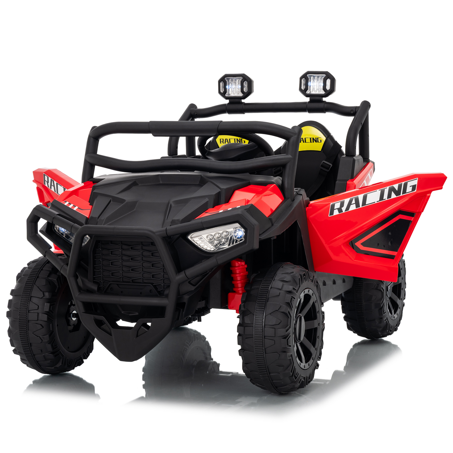 Funride 24V Ride On Toys UTV for Kids, 4WD 2-Seater Electric Car with Parental Remote Control, Power Car Wheels, Safety Belts, 3 Speeds, Bluetooth Music, Toddler Outdoor Toys