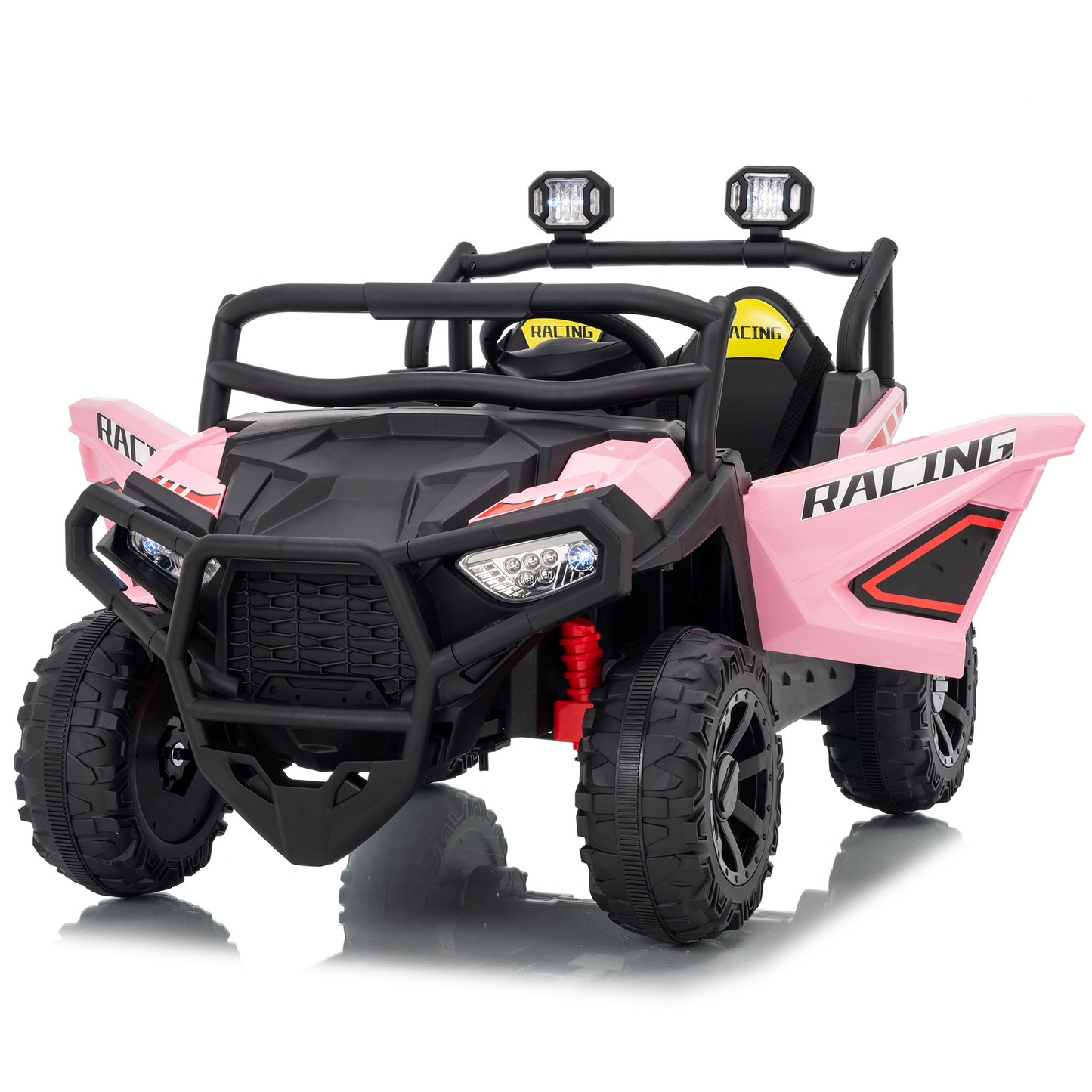 Funride 24V Ride On Toys UTV for Kids, 4WD 2-Seater Electric Car with Parental Remote Control, Power Car Wheels, Safety Belts, 3 Speeds, Bluetooth Music, Toddler Outdoor Toys