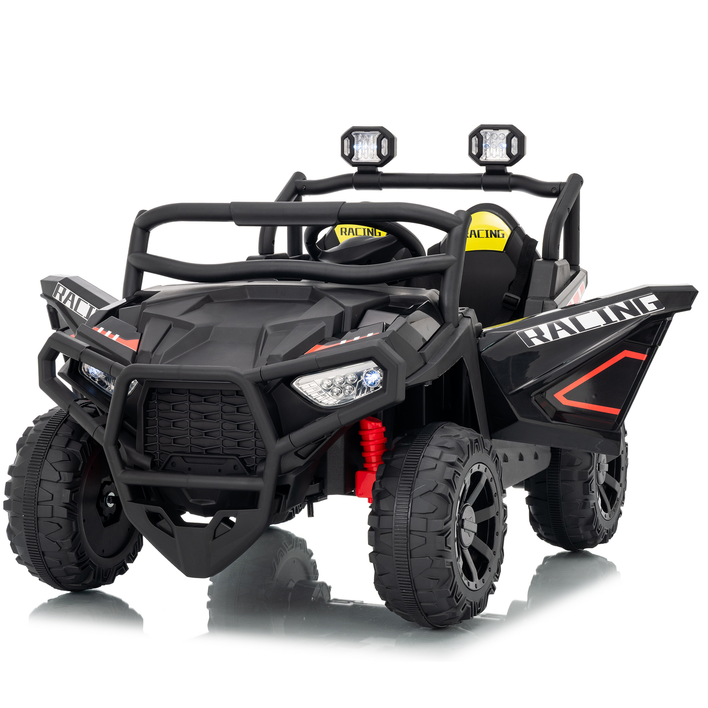 Funride 24V Ride On Toys UTV for Kids, 4WD 2-Seater Electric Car with Parental Remote Control, Power Car Wheels, Safety Belts, 3 Speeds, Bluetooth Music, Toddler Outdoor Toys