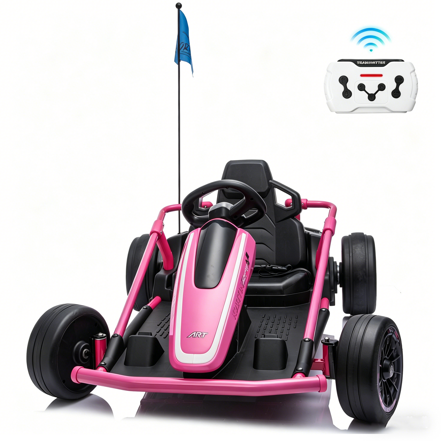 Funride 24V Go Kart for Kids with Remote Control, 14Ah Battery Long Runtime Electric Go Kart for Ages 6–12, Adjustable Speed Up to 10 MPH, Metal Frame, Music & Bluetooth