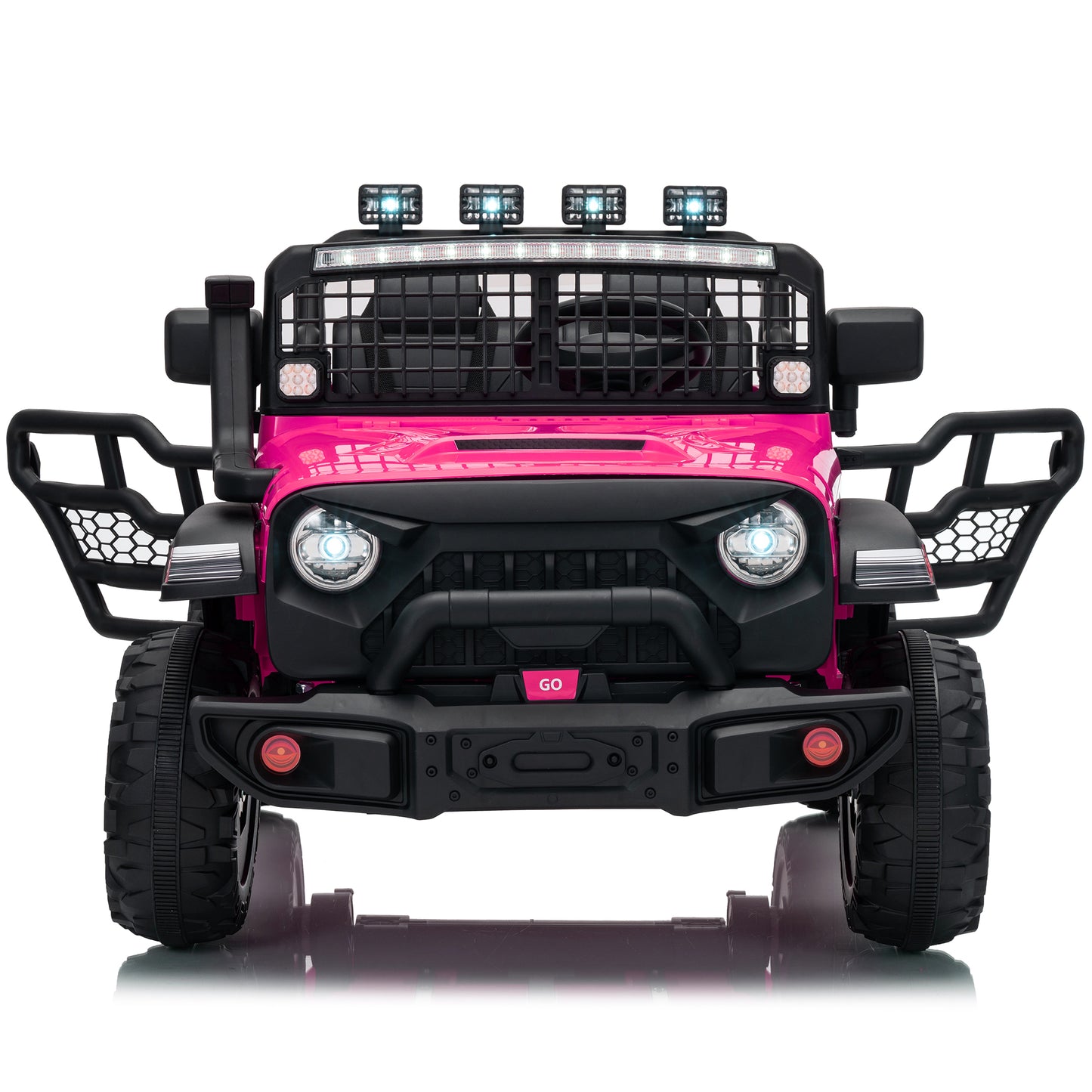 4WD 24 Volt Ride on Toys, Joyracer Electric Truck for Kids, 2 Seater Power Car Wheels with Remote, Bluetooth Music, USB, LED Lights, Black