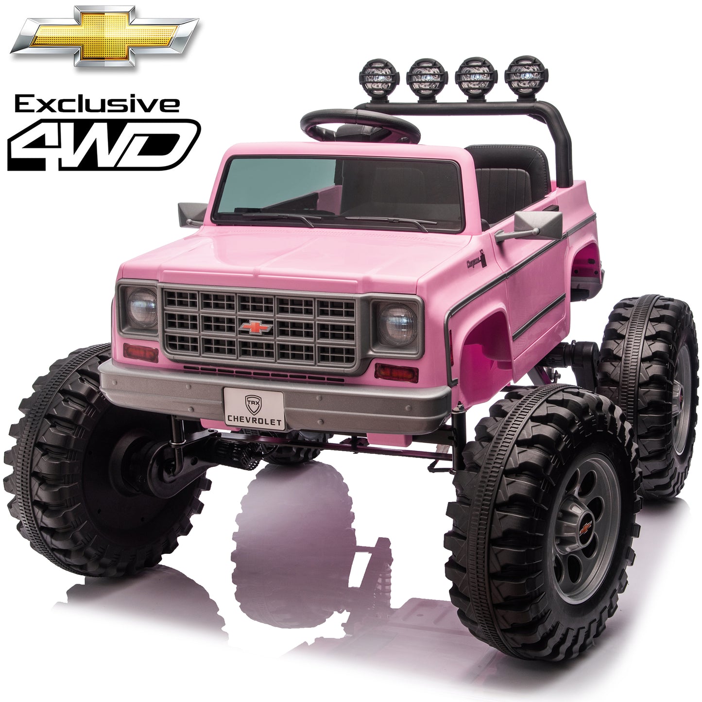 4WD Chevrolet Cheyenne 24 Volt Ride on Toys, Funride  2 Seater Electric Car for Toddler, Power Car Wheels with Remote, Bluetooth, USB, LED Lights, Gray