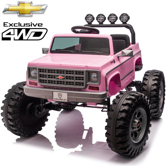 4WD Chevrolet Cheyenne 24 Volt Ride on Toys, Funride  2 Seater Electric Car for Toddler, Power Car Wheels with Remote, Bluetooth, USB, LED Lights, Gray