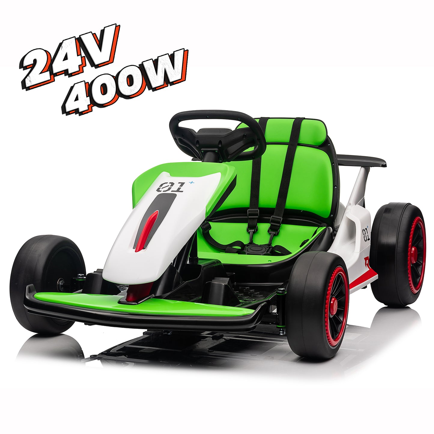 Electric Car Go Kart for Kids, 24V Battery Powered Ride On Racing Car, Gift for Boys Girls Age 6+, Green -3888